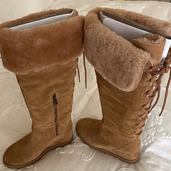 UGG Chestnut Suede Fur-Lined Boots - Picture 1 of 10